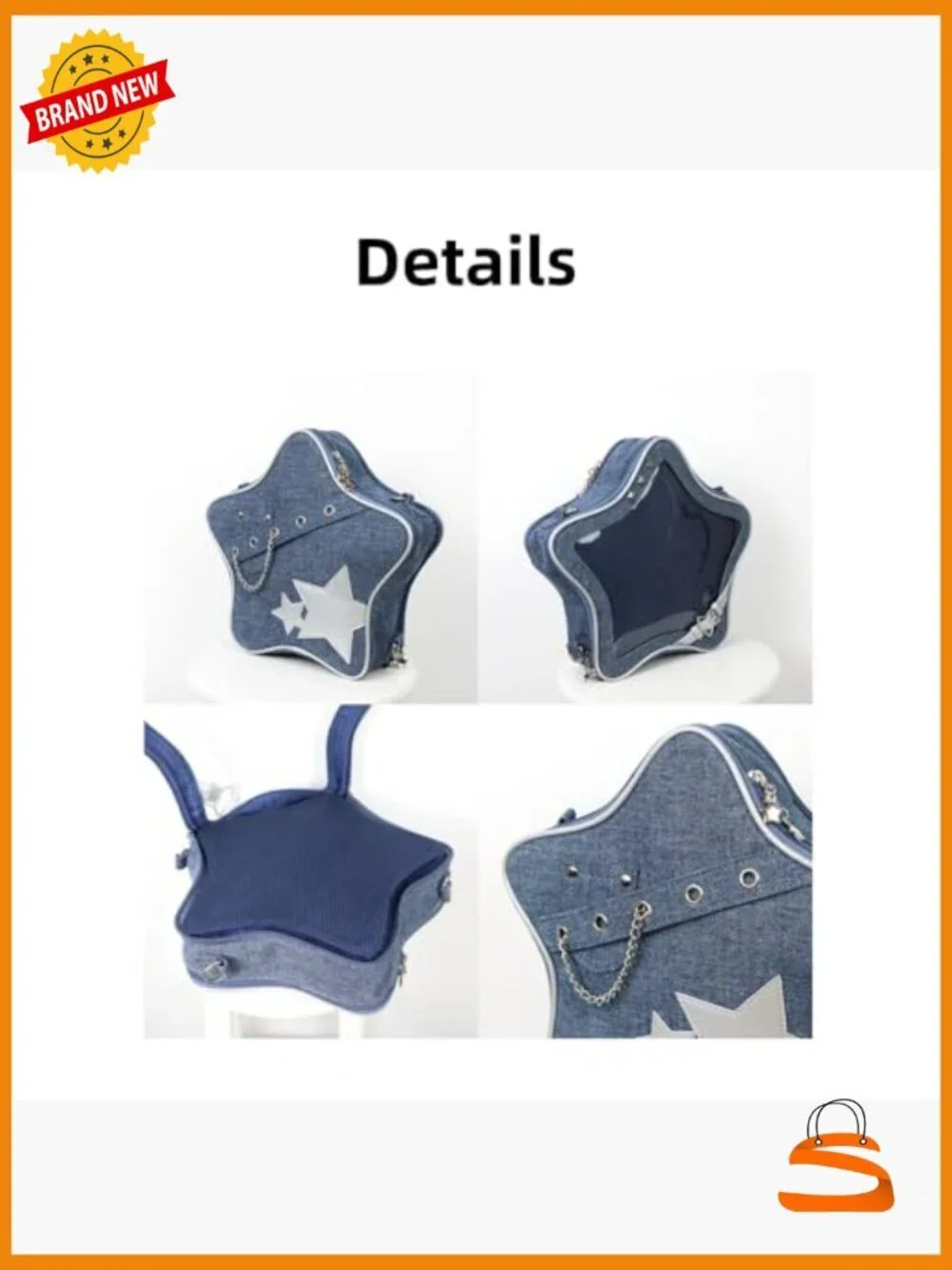 Star Shape Ita Bag Crossbody Backpack with Insert